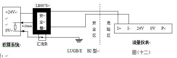 防爆過熱蒸汽計量表4-20mA電流輸出型接線圖